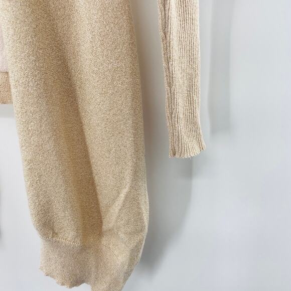 Diane von Furstenberg Open Front Cardigan Silk Cashmere Gold Shimmer Small Luxe - Picture 9 of 11